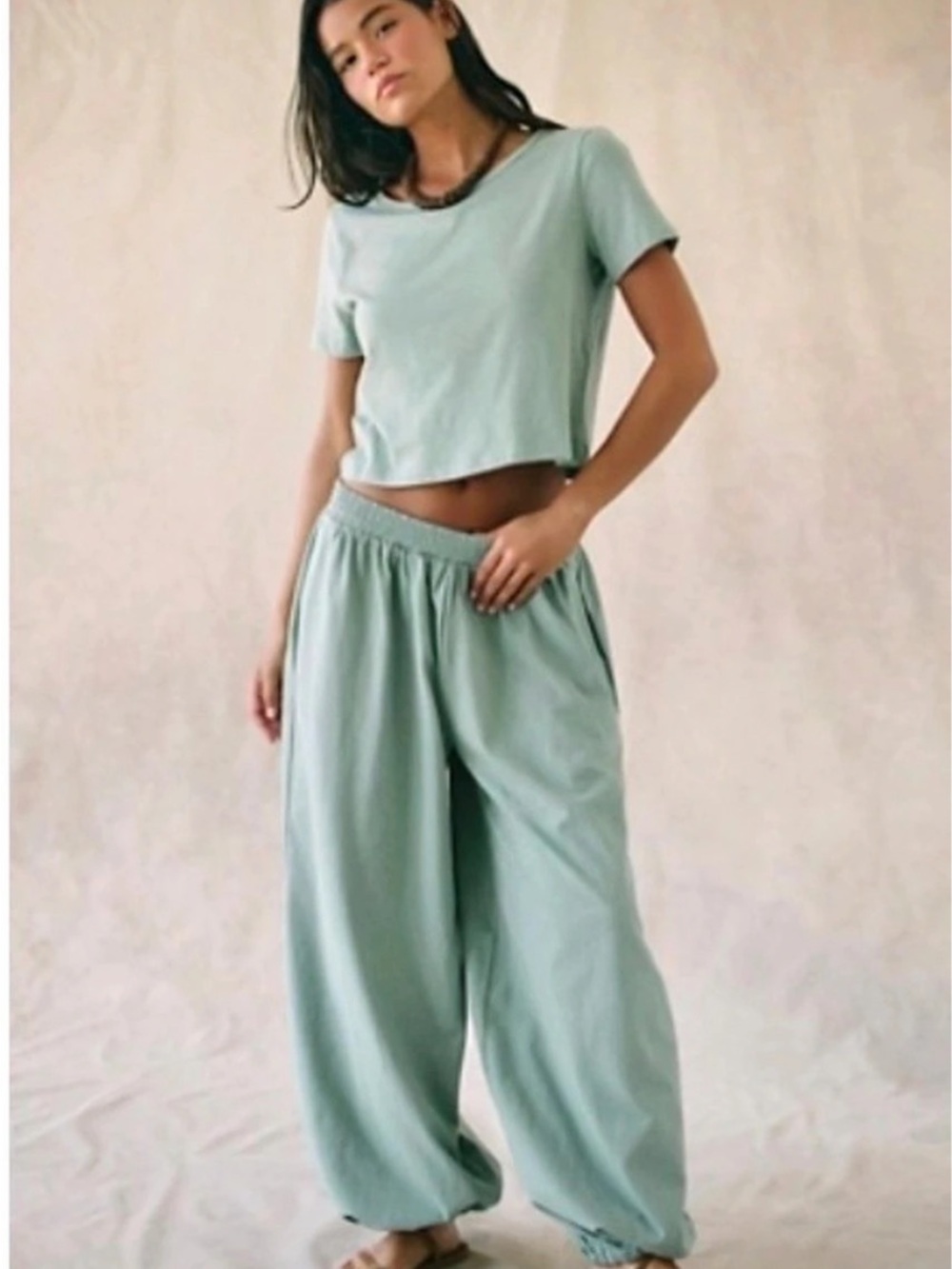 Free People free-est Stella Cotton-Jersey Pant Set NWT, size L